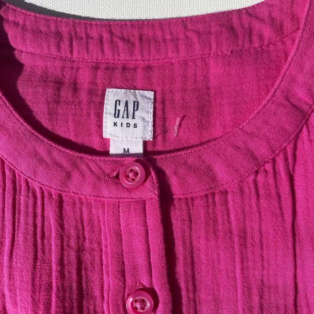 NWT GAP Kids Crinkle Supersoft Cotton Gauze Tunic Dress Phoebe Hot Pink (M-8)